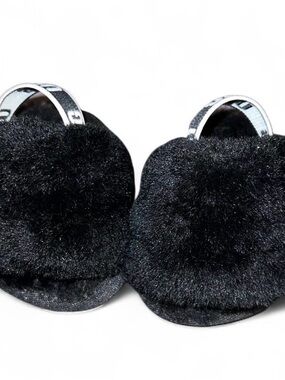 UGG Black Faux Fur Baby Slide Sandals size 0/1c NWOT